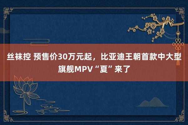 丝袜控 预售价30万元起，比亚迪王朝首款中大型旗舰MPV“夏”来了