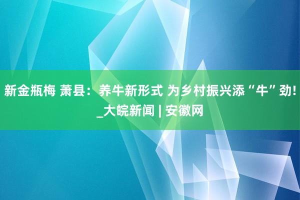 新金瓶梅 萧县：养牛新形式 为乡村振兴添“牛”劲!_大皖新闻 | 安徽网