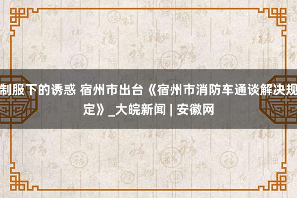 制服下的诱惑 宿州市出台《宿州市消防车通谈解决规定》_大皖新闻 | 安徽网