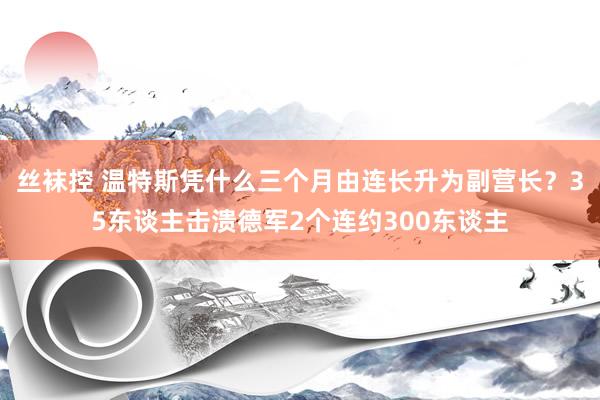 丝袜控 温特斯凭什么三个月由连长升为副营长？35东谈主击溃德军2个连约300东谈主