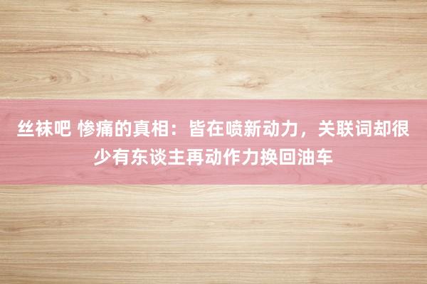 丝袜吧 惨痛的真相：皆在喷新动力，关联词却很少有东谈主再动作力换回油车