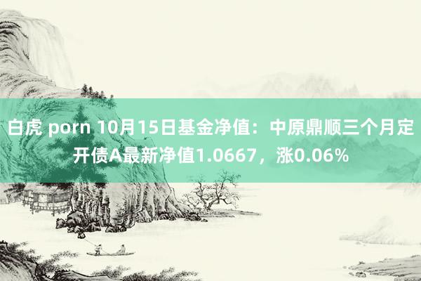 白虎 porn 10月15日基金净值：中原鼎顺三个月定开债A最新净值1.0667，涨0.06%