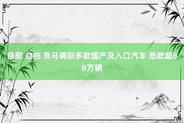 自慰 自拍 良马调回多款国产及入口汽车 悉数超68万辆