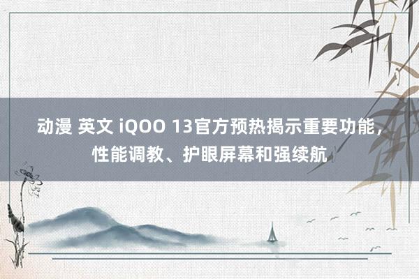 动漫 英文 iQOO 13官方预热揭示重要功能，性能调教、护眼屏幕和强续航