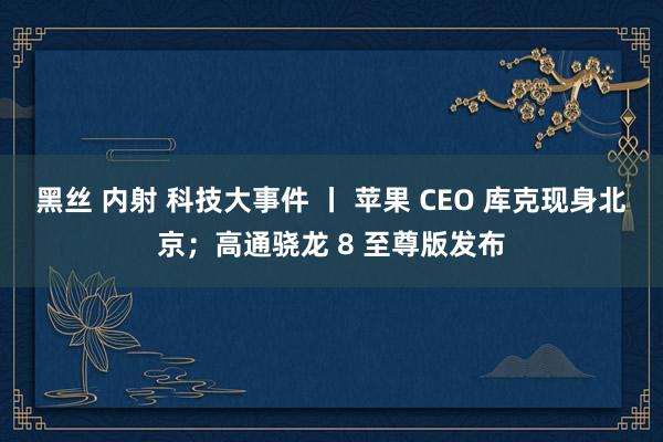 黑丝 内射 科技大事件 丨 苹果 CEO 库克现身北京；高通骁龙 8 至尊版发布