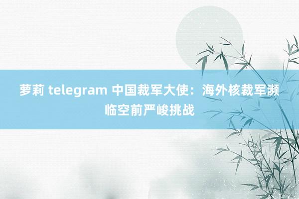 萝莉 telegram 中国裁军大使：海外核裁军濒临空前严峻挑战