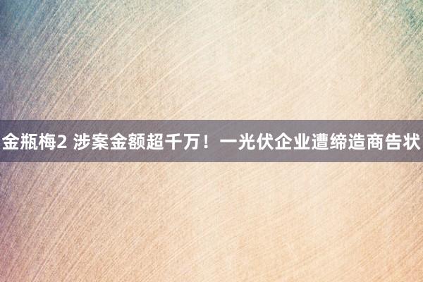 金瓶梅2 涉案金额超千万！一光伏企业遭缔造商告状