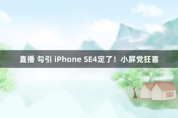 直播 勾引 iPhone SE4定了！小屏党狂喜