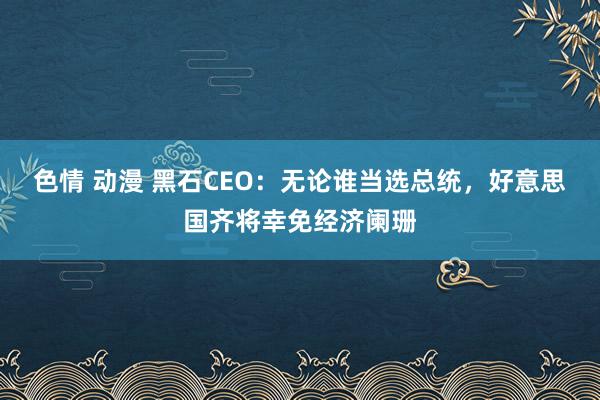 色情 动漫 黑石CEO：无论谁当选总统，好意思国齐将幸免经济阑珊