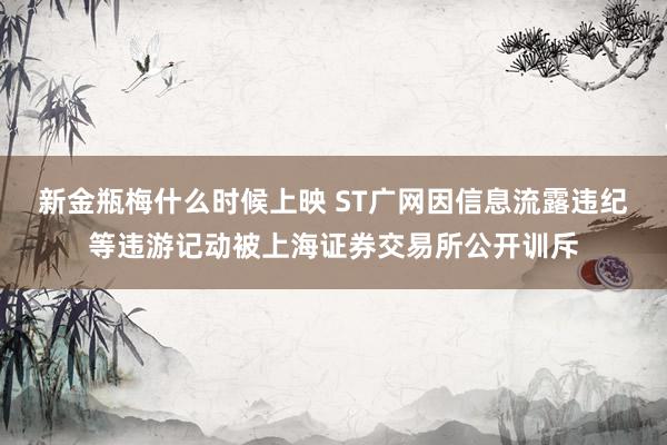 新金瓶梅什么时候上映 ST广网因信息流露违纪等违游记动被上海证券交易所公开训斥