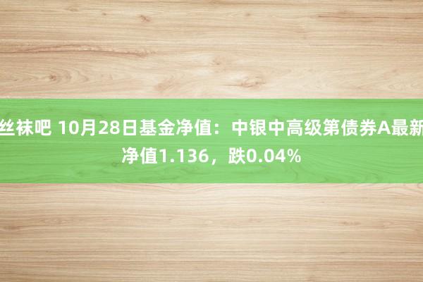 丝袜吧 10月28日基金净值：中银中高级第债券A最新净值1.136，跌0.04%