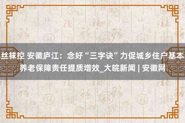 丝袜控 安徽庐江：念好“三字诀”力促城乡住户基本养老保障责任提质增效_大皖新闻 | 安徽网