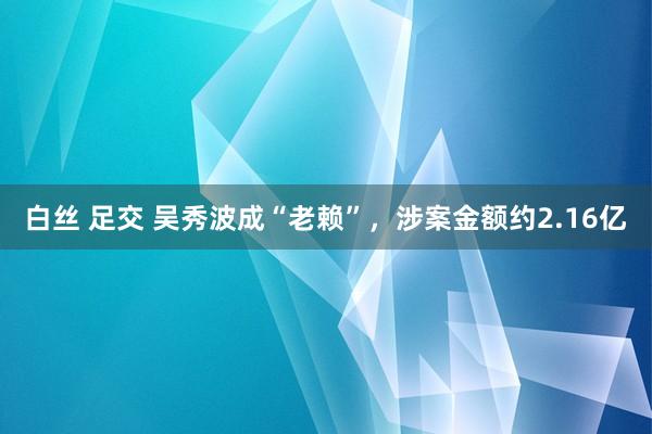 白丝 足交 吴秀波成“老赖”，涉案金额约2.16亿