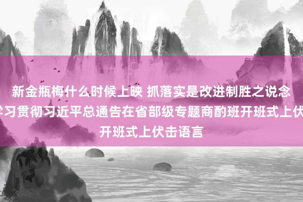 新金瓶梅什么时候上映 抓落实是改进制胜之说念——论学习贯彻习近平总通告在省部级专题商酌班开班式上伏击语言