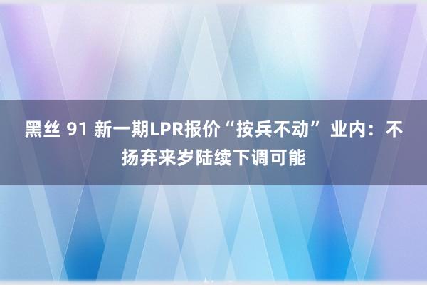 黑丝 91 新一期LPR报价“按兵不动” 业内：不扬弃来岁陆续下调可能