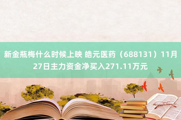 新金瓶梅什么时候上映 皓元医药（688131）11月27日主力资金净买入271.11万元