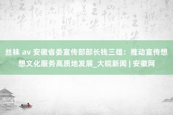 丝袜 av 安徽省委宣传部部长钱三雄：推动宣传想想文化服务高质地发展_大皖新闻 | 安徽网