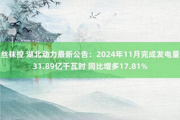 丝袜控 湖北动力最新公告：2024年11月完成发电量31.89亿千瓦时 同比增多17.81%