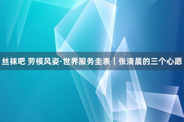 丝袜吧 劳模风姿·世界服务圭表｜张清晨的三个心愿