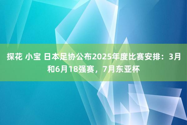 探花 小宝 日本足协公布2025年度比赛安排：3月和6月18强赛，7月东亚杯