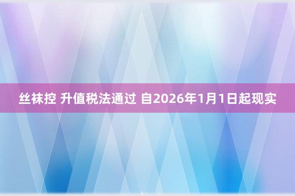 丝袜控 升值税法通过 自2026年1月1日起现实