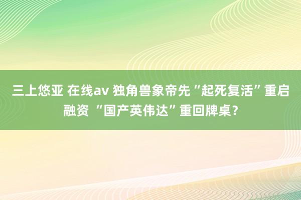 三上悠亚 在线av 独角兽象帝先“起死复活”重启融资 “国产英伟达”重回牌桌？