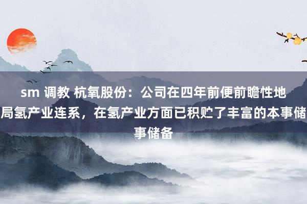 sm 调教 杭氧股份：公司在四年前便前瞻性地布局氢产业连系，在氢产业方面已积贮了丰富的本事储备