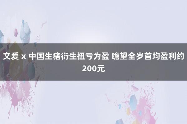 文爱 x 中国生猪衍生扭亏为盈 瞻望全岁首均盈利约200元