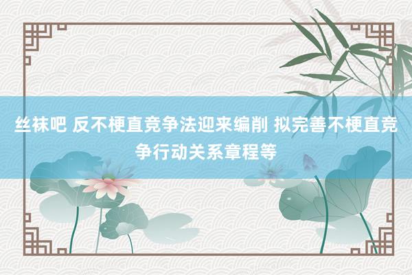 丝袜吧 反不梗直竞争法迎来编削 拟完善不梗直竞争行动关系章程等