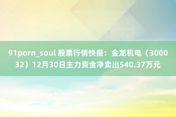 91porn_soul 股票行情快报：金龙机电（300032）12月30日主力资金净卖出540.37万元