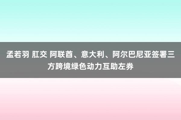 孟若羽 肛交 阿联酋、意大利、阿尔巴尼亚签署三方跨境绿色动力互助左券