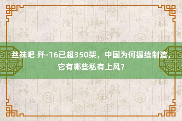 丝袜吧 歼-16已超350架，中国为何握续制造，它有哪些私有上风？